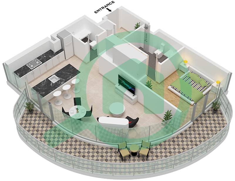 Эллингтон Вьюс II - Апартамент 1 Спальня планировка Тип/мера 1/UNIT W04-W08 FLOOR 1-9 Type 1 Unit W04 Floor 8 W05 Floor 8,9 W06 Floor 1 W07 Floor 1-7 W08 Floor 2-7 interactive3D