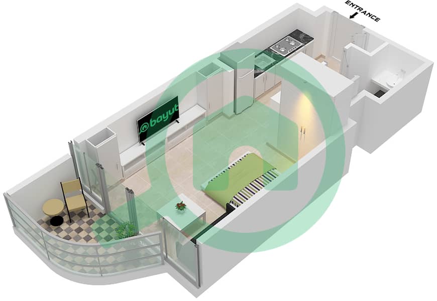 Эллингтон Вьюс II - Апартамент Студия планировка Тип/мера 3/UNIT E09,E11 FLOOR 1-13 Type 3 Unit E09 Floor 1,13 E11 Floor 2-12 interactive3D