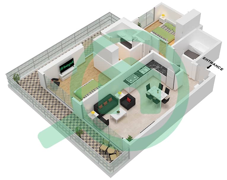 Sunrise Bay Tower 1 - 2 Bedroom Apartment Unit 03 FLOOR 1 AND PODIUM 1-5 Floor plan Unit 03 Floor 1 and Podium 1-5 interactive3D