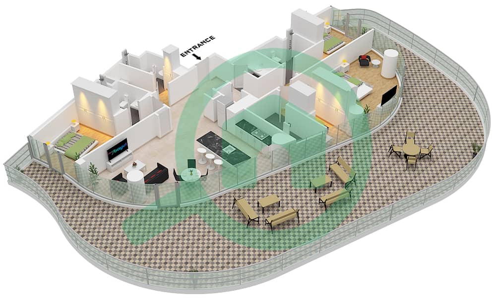 Ellington Views II - 3 Bedroom Apartment Type/unit 2 / UNIT E01 FLOOR 15,16 Floor plan Type 2 E01 Floor 15,16 interactive3D