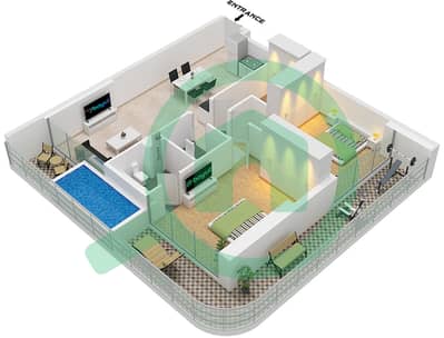 المخططات الطابقية لتصميم النموذج A شقة 2 غرفة نوم - بيس لاجونز من بيس هومز