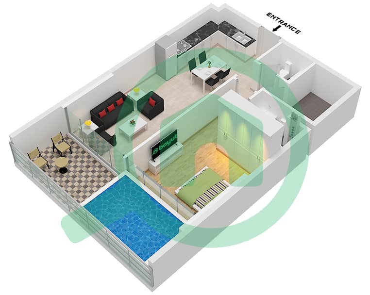 Peace Lagoons by Peace Homes - Апартамент 2 Cпальни планировка Тип B Type B interactive3D