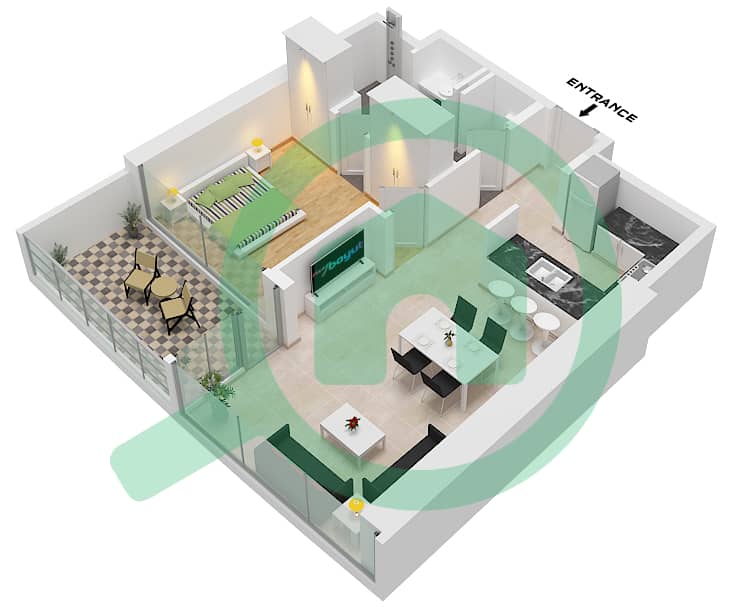 Harbour Lights - 1 Bedroom Apartment Type 1 FLOOR 1-23 Floor plan Type 1 Floor 1-23 interactive3D