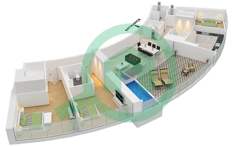 Harbour Lights - 3 Bedroom Apartment Type 6 FLOOR 52 Floor plan