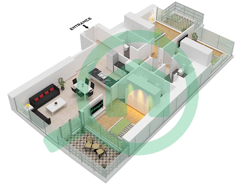 Harbour Lights - 3 Bedroom Apartment Type 7 FLOOR 1-17 Floor plan Type 7 Floor 1-17 interactive3D