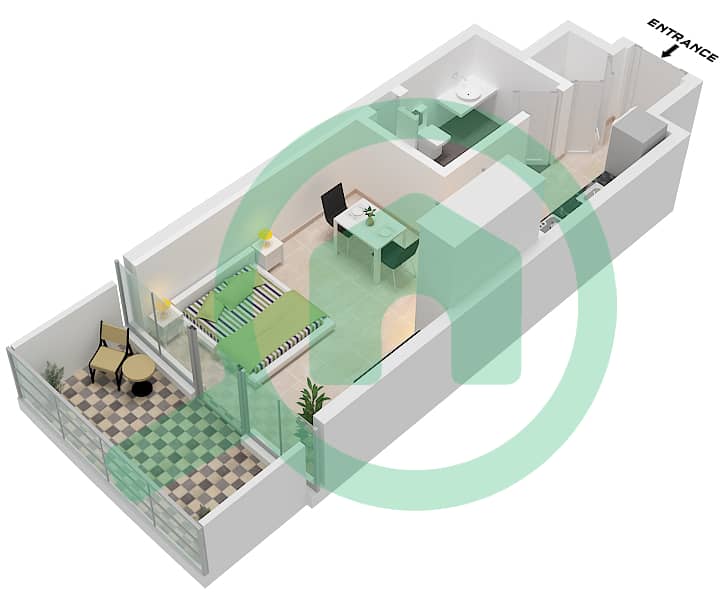 Canal Crown - Studio Apartment Type A6-M,B6-M FLOOR 2 Floor plan Type A6-M,B6-M Floor 2 interactive3D