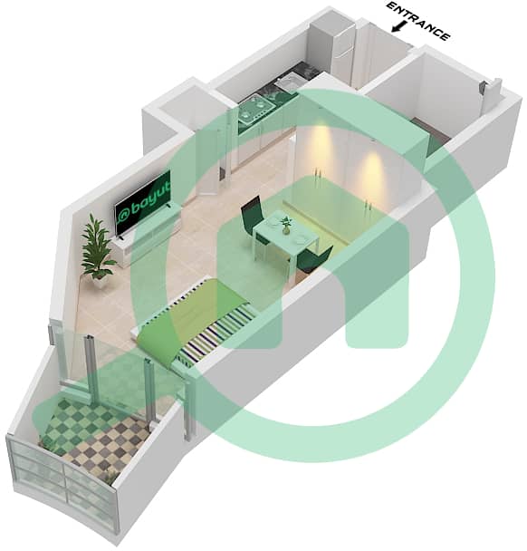 Canal Crown - Studio Apartment Type G1 FLOOR 2 Floor plan Type G1 Floor 2 interactive3D