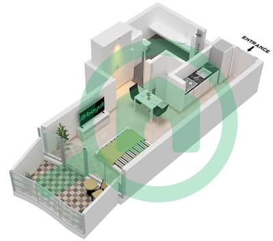 Canal Crown - Studio Apartment Type H1-M FLOOR 2 Floor plan