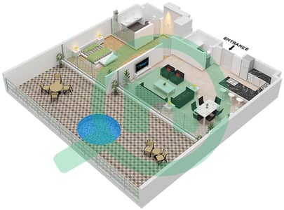 海滨山庄 - 1 卧室公寓单位C-UG02戶型图