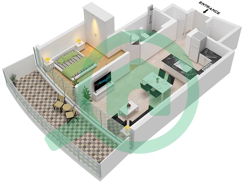 Канал Краун - Апартамент 1 Спальня планировка Тип I1 FLOOR 20 Type I1 Floor 20 interactive3D