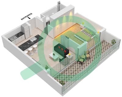 凯宾斯基溪畔公寓 - 1 卧室公寓类型LOFT A FLOOR 1-12戶型图