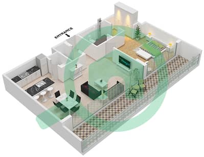 凯宾斯基溪畔公寓 - 1 卧室公寓类型C FLOOR 1-12戶型图