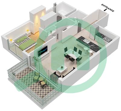 凯宾斯基溪畔公寓 - 1 卧室公寓类型E FLOOR 2-11戶型图