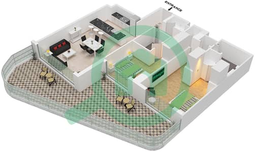 凯宾斯基溪畔公寓 - 2 卧室公寓类型B FLOOR GROUND戶型图