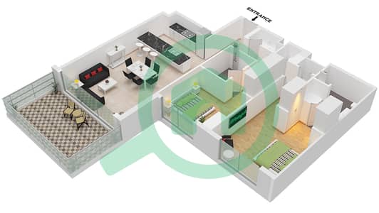凯宾斯基溪畔公寓 - 2 卧室公寓类型B FLOOR 1-11戶型图