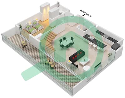 凯宾斯基溪畔公寓 - 2 卧室公寓类型B FLOOR 1,3,5,7,9,11戶型图