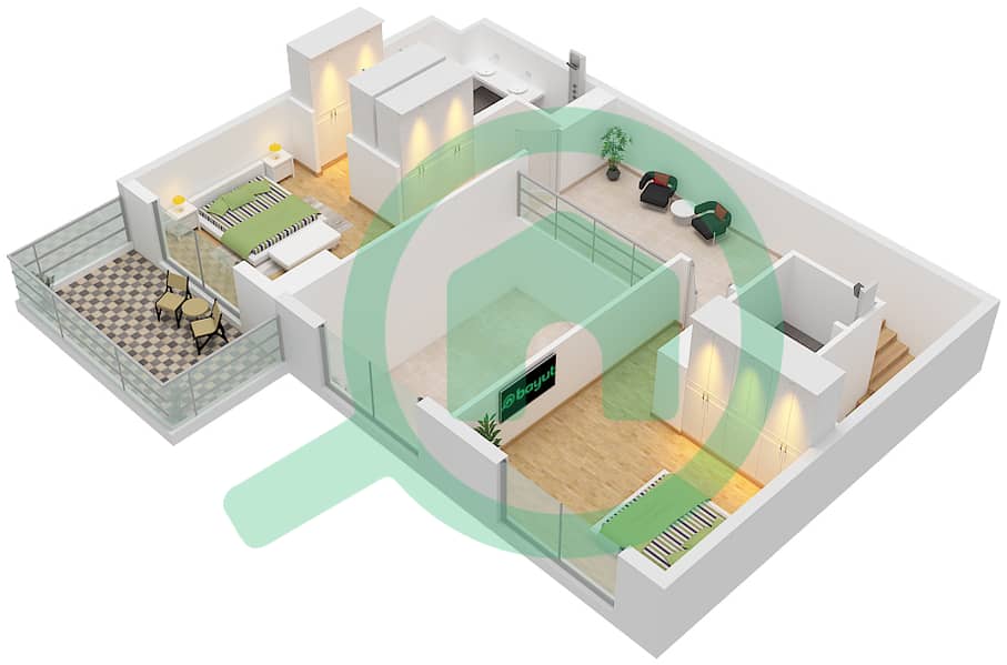 凯宾斯基溪畔公寓 - 3 卧室公寓类型A FLOOR 2,3,4,5,6,10,戶型图 Type A Floor 3,5,7,11 ,Upper interactive3D