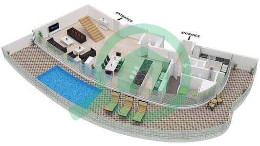Canal Crown - 3 Bedroom Apartment Type A1 FLOOR 36,37 Floor plan