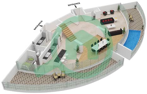 Canal Crown - 4 Bedroom Apartment Type A1 FLOOR 36,37 Floor plan