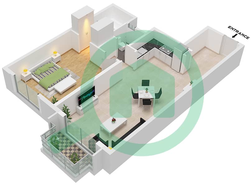 Гардения 1 - Апартамент 1 Спальня планировка Единица измерения 21 FLOOR 2 Unit 21 Floor 2 interactive3D