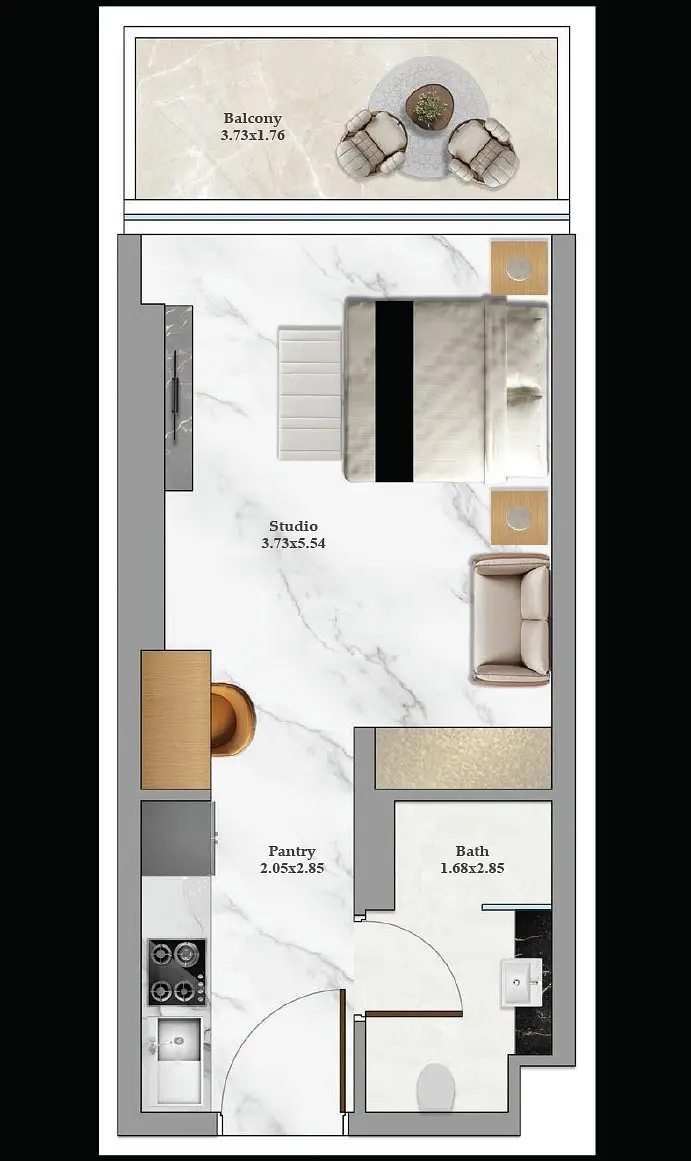 0 BR floor plan