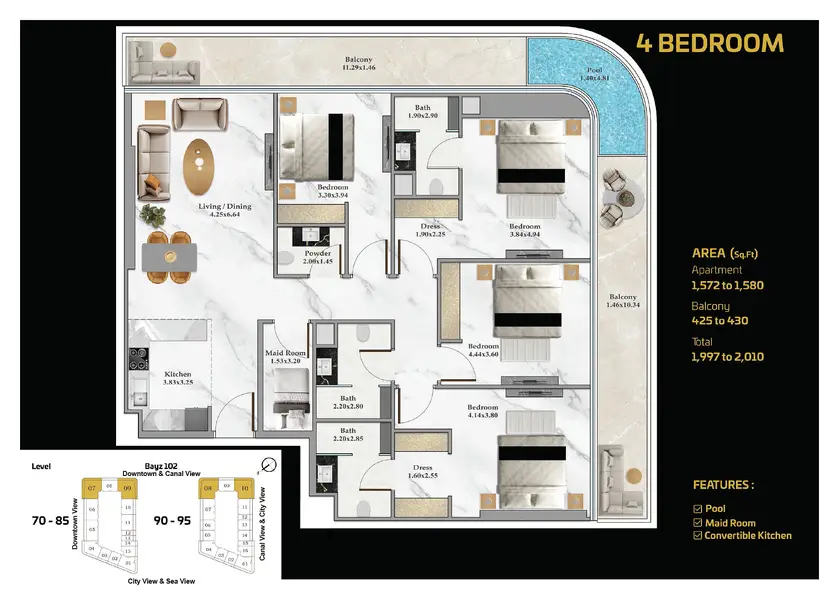 4 BR floor plan