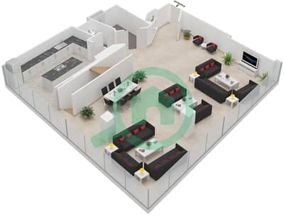 欧普斯公寓大楼 - 3 卧室公寓类型／单位RB/220戶型图