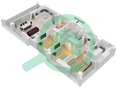 المخططات الطابقية لتصميم الوحدة 1 FLOOR 2-9 شقة 3 غرف نوم - سيدار في شاطئ الخور بناية 3