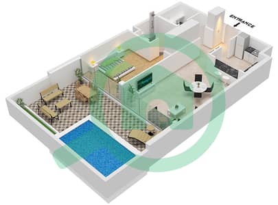 المخططات الطابقية لتصميم النموذج A FLOOR 2 شقة 1 غرفة نوم - ذا باي ريزيدنس