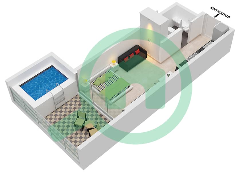 المخططات الطابقية لتصميم الوحدة 5 FLOOR 10 شقة استوديو - سمانا جولف فيوز Unit 5 Floor 10 interactive3D