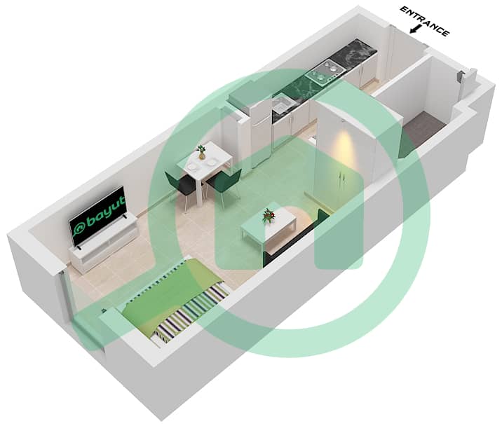 Reeman Living - Studio Apartment Type A Floor plan Type A interactive3D