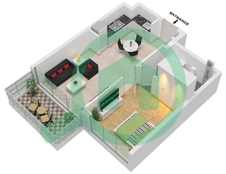 The Edge Tower A - 1 Bedroom Apartment Type/unit A2/UNIT 05,09 FLOOR 18,35 Floor plan Type A2 Unit 05,09 Floor 18,35-45 interactive3D
