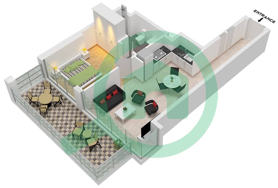 The Edge Tower A - 1 Bedroom Apartment Type/unit B/UNIT 01,07 FLOOR 18,23 Floor plan Type B Unit 01,07 Floor 18,23,35 interactive3D