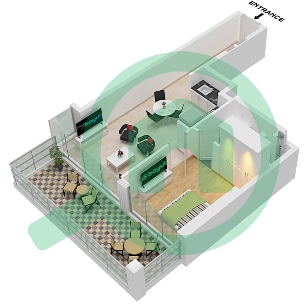 The Edge Tower A - 1 Bedroom Apartment Type/unit B/UNIT 02,08 FLOOR 18,23, Floor plan Type B Unit 02,08 Floor 18,23,35 interactive3D