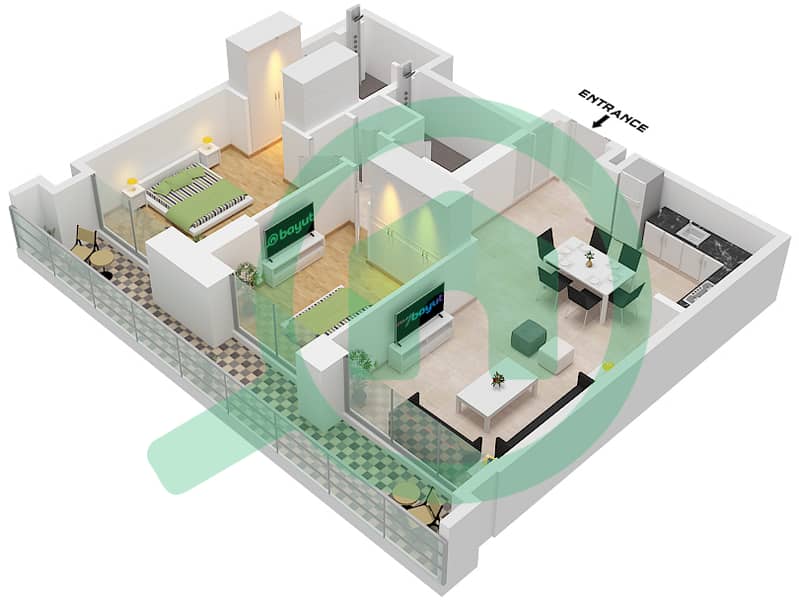 Creek Waters 2 - 2 Bedroom Apartment Unit 05 FLOOR B1 Floor plan Unit 05 Floor B1 interactive3D