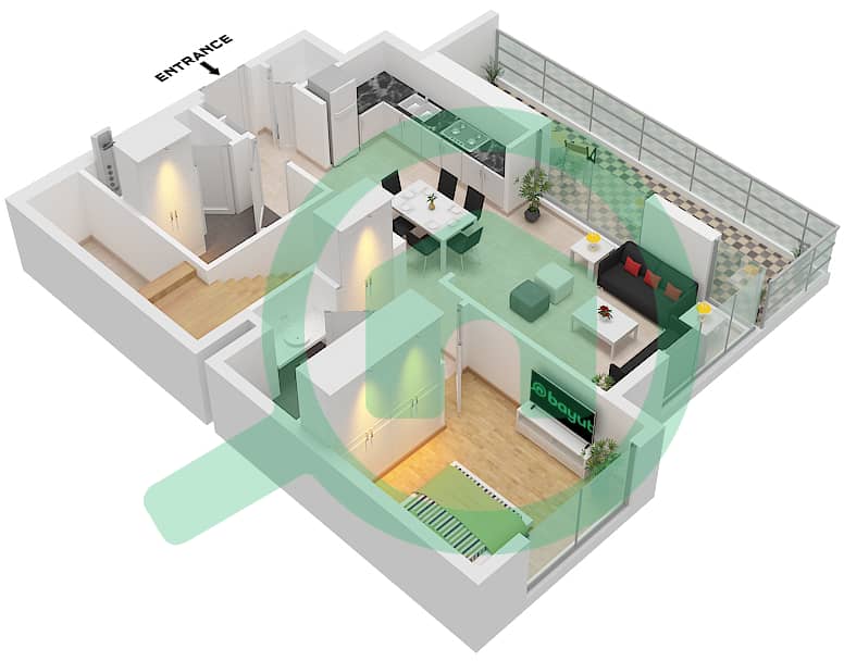 Creek Waters 2 - 3 Bedroom Apartment Unit 01 FLOOR GROUND,P1,01 Floor plan Unit 01 Ground Floor interactive3D