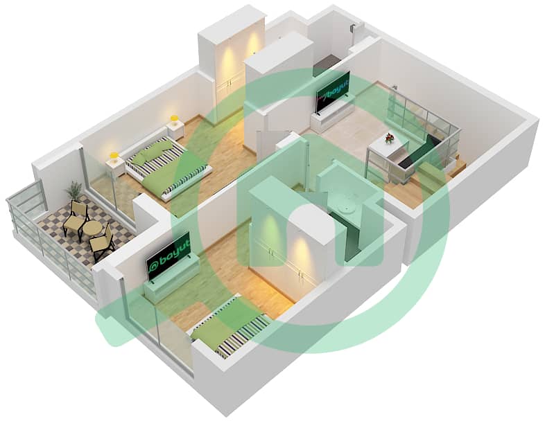 Creek Waters 2 - 3 Bedroom Apartment Unit 02,04,06 FLOOR GROUND,P1 Floor plan Unit 02,04,06, Floor P1 interactive3D