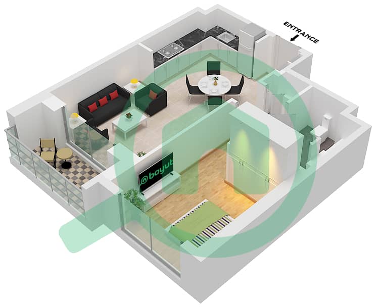 المخططات الطابقية لتصميم الوحدة 05,06 FLOOR 1-22,24-38 شقة 1 غرفة نوم - كريك واترز 2 Unit 05,06 Floor 1-22,24-38 interactive3D