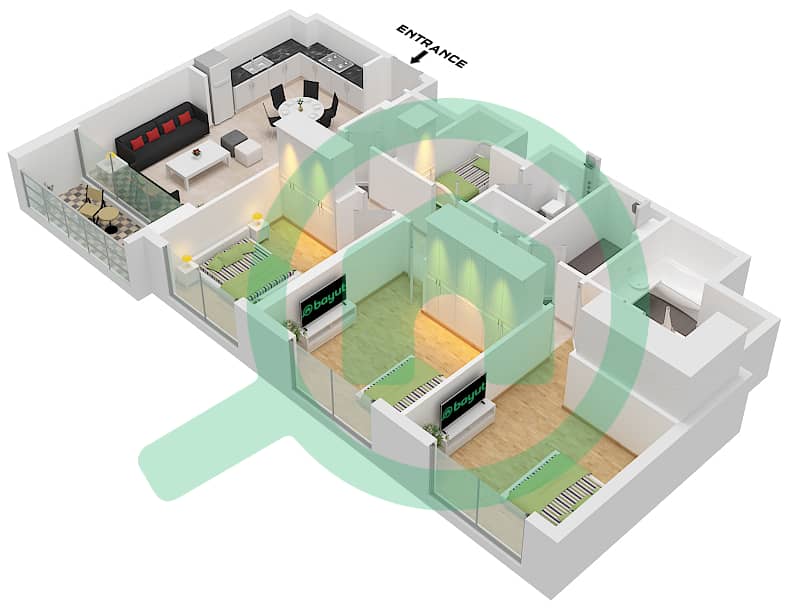 Creek Waters 2 - 3 Bedroom Apartment Unit 03 FLOOR 49 Floor plan Unit 03 Floor 49 interactive3D