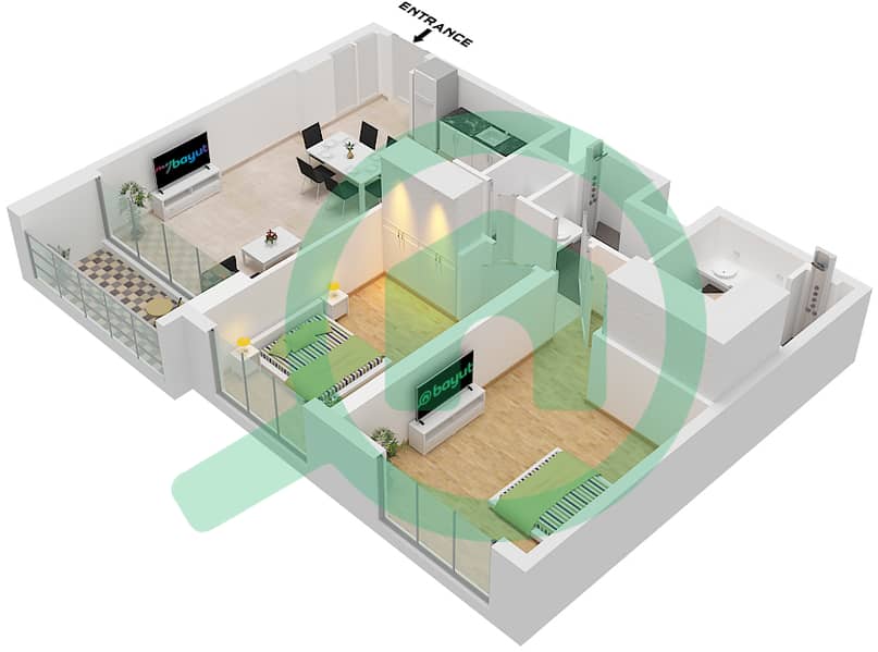 Creek Waters 2 - 2 Bedroom Apartment Unit 03 FLOOR 39-48 Floor plan Unit 03 Floor 39-48 interactive3D