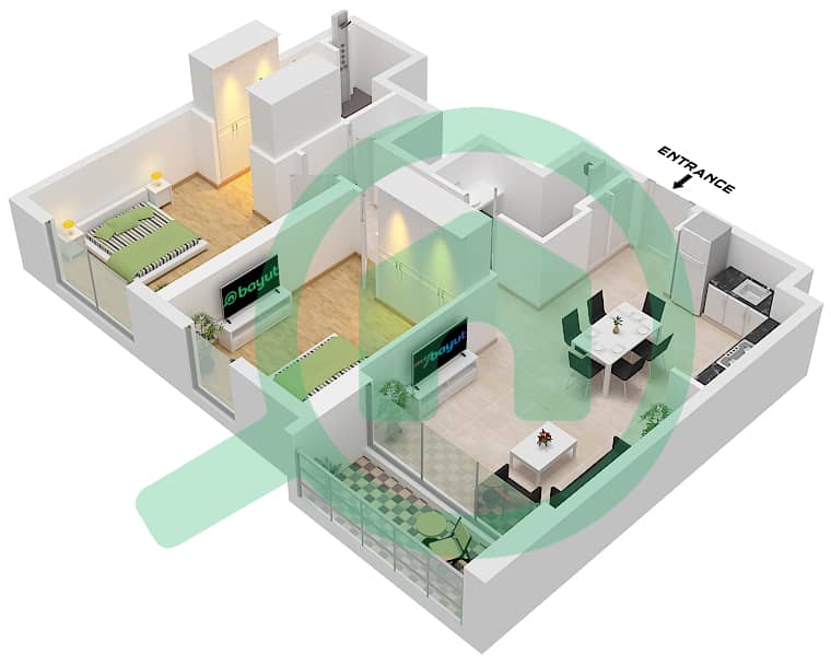 Creek Waters 2 - 2 Bedroom Apartment Unit 04 FLOOR 39-48 Floor plan Unit 04 Floor 39-48 interactive3D