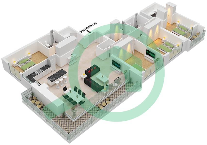 Creek Waters 2 - 4 Bedroom Apartment Unit 06 FLOOR 39-48 Floor plan Unit 06 Floor 39-48 interactive3D