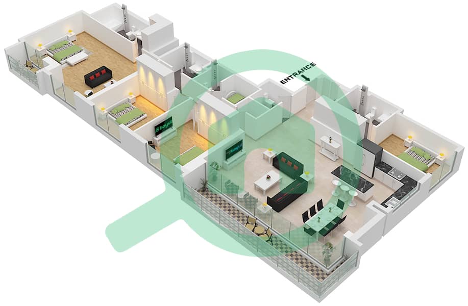 Creek Waters 2 - 4 Bedroom Apartment Unit 01 FLOOR 49,50 Floor plan Unit 01 Floor 49,50 interactive3D