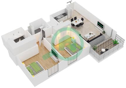 17 Icon Bay - 2 Bedroom Apartment Unit 4 FLOOR 2-22 Floor plan