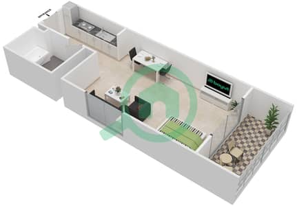 المخططات الطابقية لتصميم النموذج A شقة استوديو - فوردايركشن ريزيدنس 1