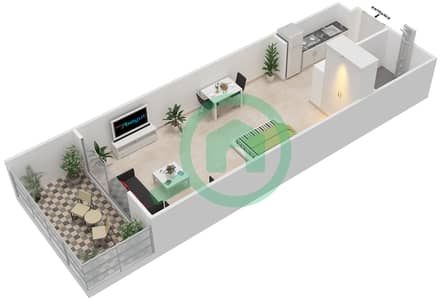 Аль Хасин Резиденсес - Апартамент Студия планировка Тип 1