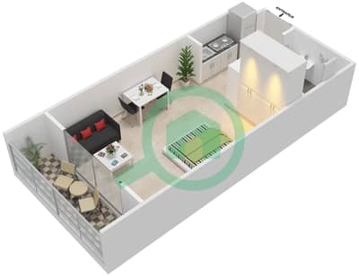 Al Haseen Residences - Studio Apartment Type 2 Floor plan