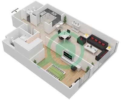 Al Murjan Tower - 1 Bedroom Apartment Type C Floor plan