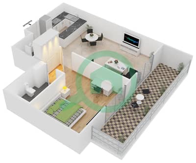 阁楼公寓 - 1 卧室公寓类型A2戶型图