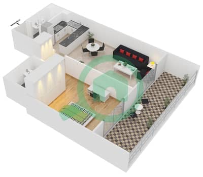 阁楼公寓 - 1 卧室公寓类型A3戶型图